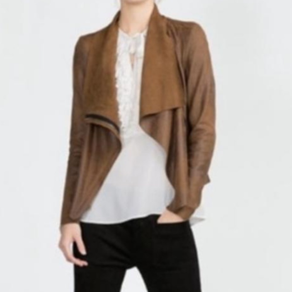 HOST PICK - Zara Faux Suede Drape Jacket